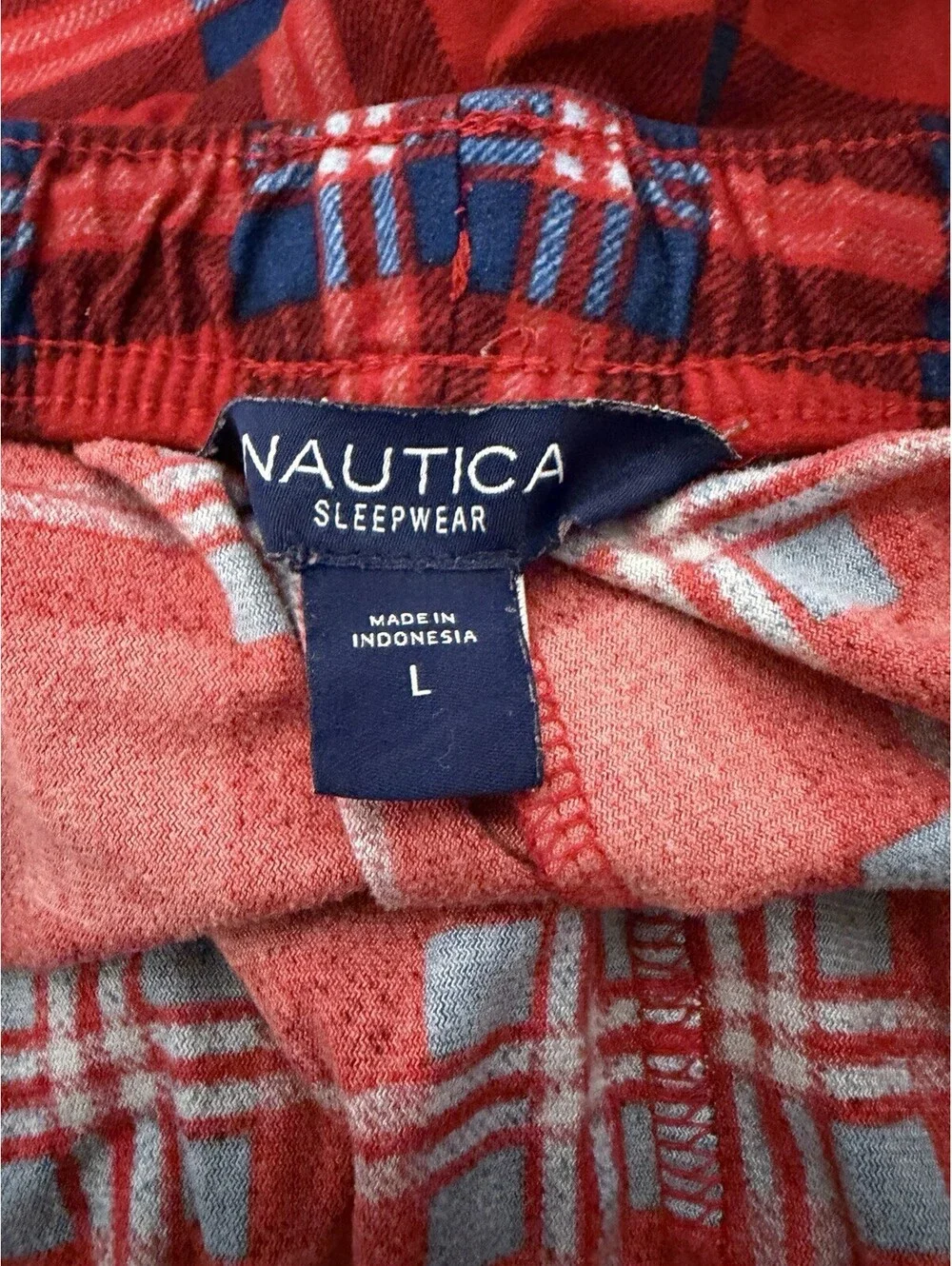 Mens Nautica Sleepwear Pants Size Large Red Blue Striped